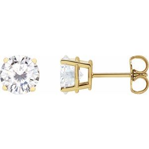 14K Yellow 6.5 mm Stuller Lab-Grown Moissanite Stud Earrings with Friction Post - BN & CO JEWELRY