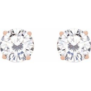 14K Rose 6.5 mm Stuller Lab-Grown Moissanite Stud Earrings with Friction Post - BN & CO JEWELRY