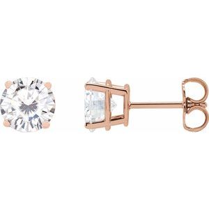 14K Rose 6.5 mm Stuller Lab-Grown Moissanite Stud Earrings with Friction Post - BN & CO JEWELRY