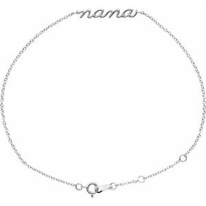 14K White Lowercase Script Nana Bracelet - BN & CO JEWELRY