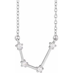14K White 1/10 CTW Natural Diamond Aquarius 16-18" Necklace - BN & CO JEWELRY