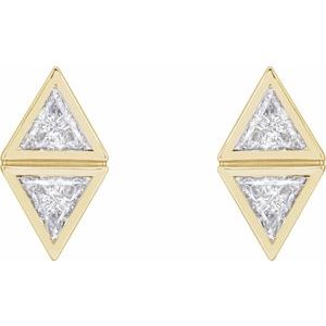 14K Yellow 1/4 CTW Natural Diamond Two-Stone Bezel-Set Earrings - BN & CO JEWELRY