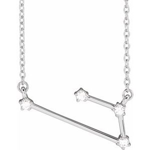 14K White .08 CTW Natural Diamond Aries 16-18" Necklace - BN & CO JEWELRY