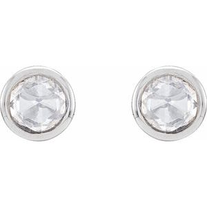 14K White 1/8 CTW Rose-Cut Natural Diamond Bezel-Set Earrings - BN & CO JEWELRY