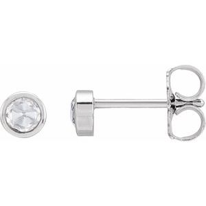 Sterling Silver 1/8 CTW Rose-Cut Natural Diamond Bezel-Set Earrings - BN & CO JEWELRY