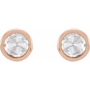 14K Rose 1/8 CTW Rose-Cut Natural Diamond Bezel-Set Earrings - BN & CO JEWELRY
