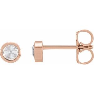 14K Rose 1/8 CTW Rose-Cut Natural Diamond Bezel-Set Earrings - BN & CO JEWELRY
