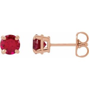 14K Rose Lab-Grown Ruby Earrings - BN & CO JEWELRY