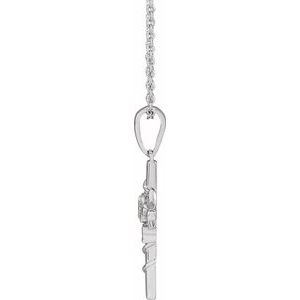 14K White Floral Cross 16-18" Necklace - BN & CO JEWELRY
