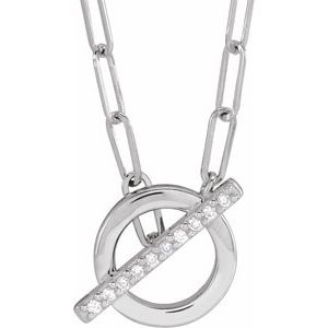 14K White .04 CTW Diamond 16" Toggle Styled Necklace - BN & CO JEWELRY