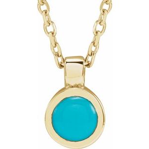 14K Yellow Natural Turquoise Bezel-Set 16-18" Necklace - BN & CO JEWELRY