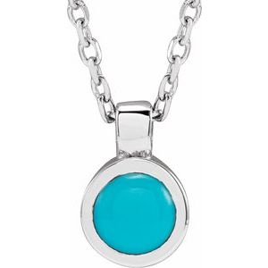 Sterling Silver Natural Turquoise Bezel-Set 16-18" Necklace - BN & CO JEWELRY