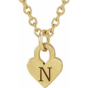 14K Yellow Engravable Heart 16-18" Necklace - BN & CO JEWELRY
