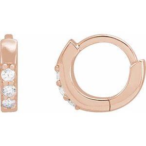 14K Rose .05 CTW Diamond 8 mm Huggie Earrings - BN & CO JEWELRY