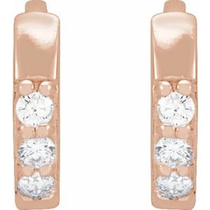 14K Rose .05 CTW Diamond 8 mm Huggie Earrings - BN & CO JEWELRY