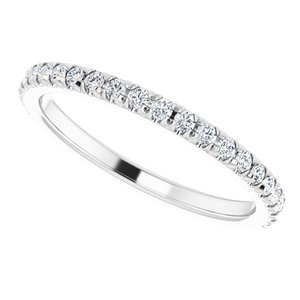 14K White 1/4 CTW Natural Diamond French-Set Matching Band - BN & CO JEWELRY