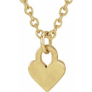 14K Yellow Engravable Heart 16-18" Necklace - BN & CO JEWELRY