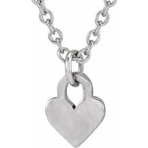 Sterling Silver Engravable Heart 16-18" Necklace - BN & CO JEWELRY