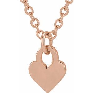 14K Rose Engravable Heart 16-18" Necklace - BN & CO JEWELRY