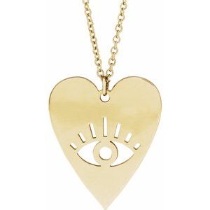 14K Yellow Evil Eye Heart 16-18" Necklace - BN & CO JEWELRY