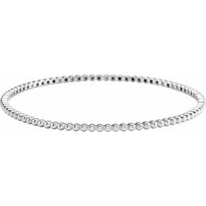 14K White Beaded Bangle Bracelet - BN & CO JEWELRY