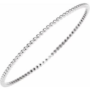 14K White Beaded Bangle Bracelet - BN & CO JEWELRY