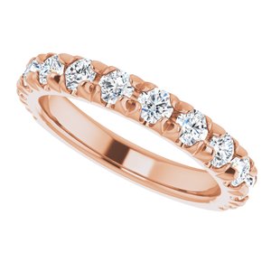 14K Rose 1 CTW Natural Diamond French-Set Matching Band - BN & CO JEWELRY