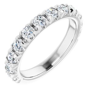 14K White 1 CTW Natural Diamond French-Set Matching Band - BN & CO JEWELRY
