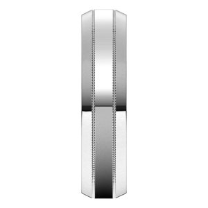 14K White 5 mm Milgrain Beveled Edge Band Size 10 - BN & CO JEWELRY