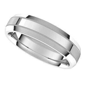 14K White 5 mm Milgrain Beveled Edge Band Size 10 - BN & CO JEWELRY