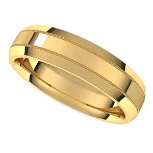 14K Yellow 5 mm Milgrain Beveled Edge Band Size 10 - BN & CO JEWELRY