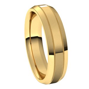 14K Yellow 5 mm Milgrain Beveled Edge Band Size 10 - BN & CO JEWELRY