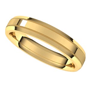 14K Yellow 4 mm Milgrain Beveled Edge Band Size 6.5 - BN & CO JEWELRY