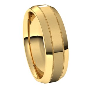 10K Yellow 6 mm Milgrain Beveled Edge Band Size 9 - BN & CO JEWELRY