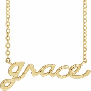 14K Yellow Lowercase Script Grace 18" Necklace - BN & CO JEWELRY