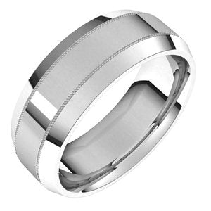 14K White 7 mm Milgrain Beveled Edge Band - BN & CO JEWELRY