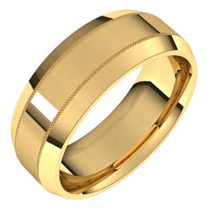 14K Yellow 7 mm Milgrain Beveled Edge Band - BN & CO JEWELRY