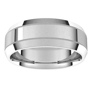 14K White 7 mm Milgrain Beveled Edge Band - BN & CO JEWELRY