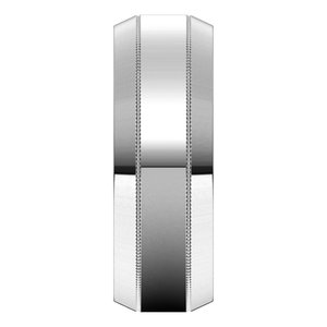 14K White 7 mm Milgrain Beveled Edge Band - BN & CO JEWELRY
