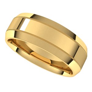 14K Yellow 7 mm Milgrain Beveled Edge Band - BN & CO JEWELRY
