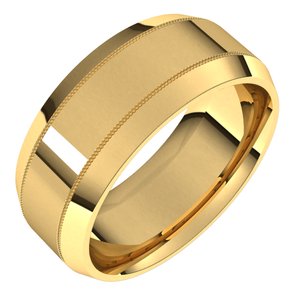 14K Yellow 8 mm Milgrain Beveled Edge Band Size 10 - BN & CO JEWELRY