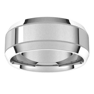 14K White 8 mm Milgrain Beveled Edge Band Size 10 - BN & CO JEWELRY