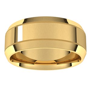 14K Yellow 8 mm Milgrain Beveled Edge Band Size 10 - BN & CO JEWELRY