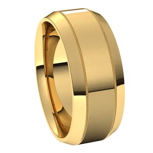 14K Yellow 8 mm Milgrain Beveled Edge Band Size 10 - BN & CO JEWELRY