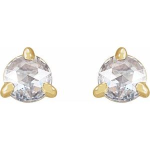 14K Yellow 1/5 CTW Rose-Cut Natural Diamond 3-Prong Claw Earrings - BN & CO JEWELRY