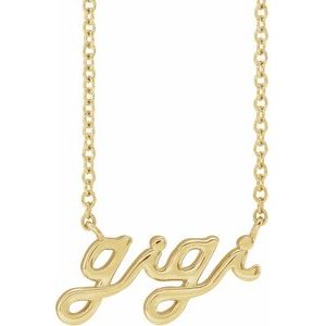 14K Yellow Lowercase Script Gigi 18" Necklace - BN & CO JEWELRY