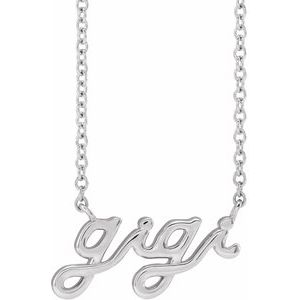 14K White Lowercase Script Gigi 18" Necklace - BN & CO JEWELRY