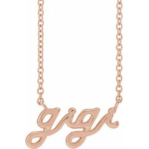 14K Rose Lowercase Script Gigi 18" Necklace - BN & CO JEWELRY
