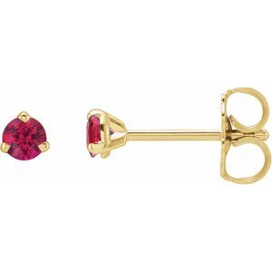 14K Yellow 3 mm Natural Ruby Earrings - BN & CO JEWELRY