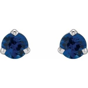 14K White 3 mm Natural Blue Sapphire Earrings - BN & CO JEWELRY